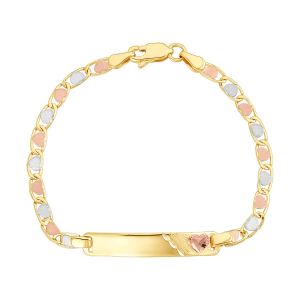 【YOU様】lui jewelry twinkle chain bracelet 14K Tri Color Flower Link with Butterfly Charm Baby ID Bracelet