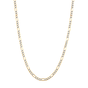 14K Gold Tri Colored 4.6mm Diamond Cut Figaro Chain