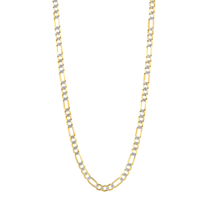 14K Yellow Gold 4.7mm Figaro Pave Chain