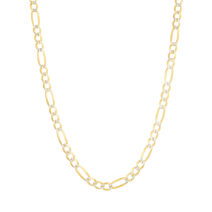 14K Yellow Gold 3.7mm Pave Figaro Chain