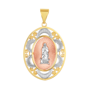 14K Two Tone Gold Lady of Guadalupe Medal