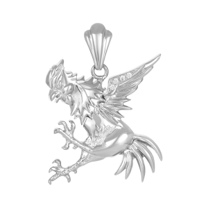 Buy 14K Gold Rooster Charm Pendant 27mm CZ Wing Design | Don
