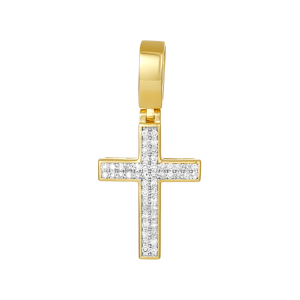 14K White Gold Pave Diamond Cross Pendant