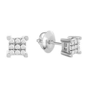 14K White Gold Quad Head Diamond Stud Earrings