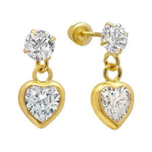 Child's 4mm Heart-Shaped Pink Cubic Zirconia Solitaire Stud Earrings In 14K Gold - Foto 13