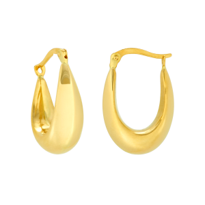 Hoop Earrings 14K Yellow Gold 40mm Diamond Cut Polished
