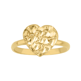 Gold Nugget Jewelry 10k Yellow Gold Medium Nugget Heart Ring