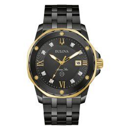 BULOVA マリンスター　98B176 Bulova Marine Star Black Dial Black Rubber Chronograph Men's