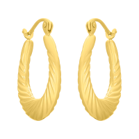 Women's Shrimp Hoop Earrings 14K Yellow Gold 17mm