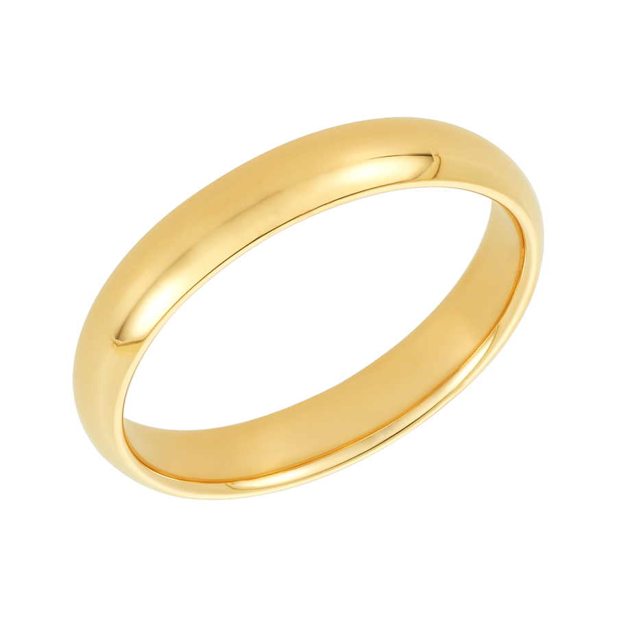 Comfort Fit 4mm Mens Wedding Ring 14K Yellow Gold 4mm Comfort Fit Men's  Wedding Band