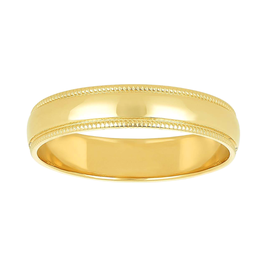 Women's Wedding Band 14K Yellow Gold Milgrain Edge