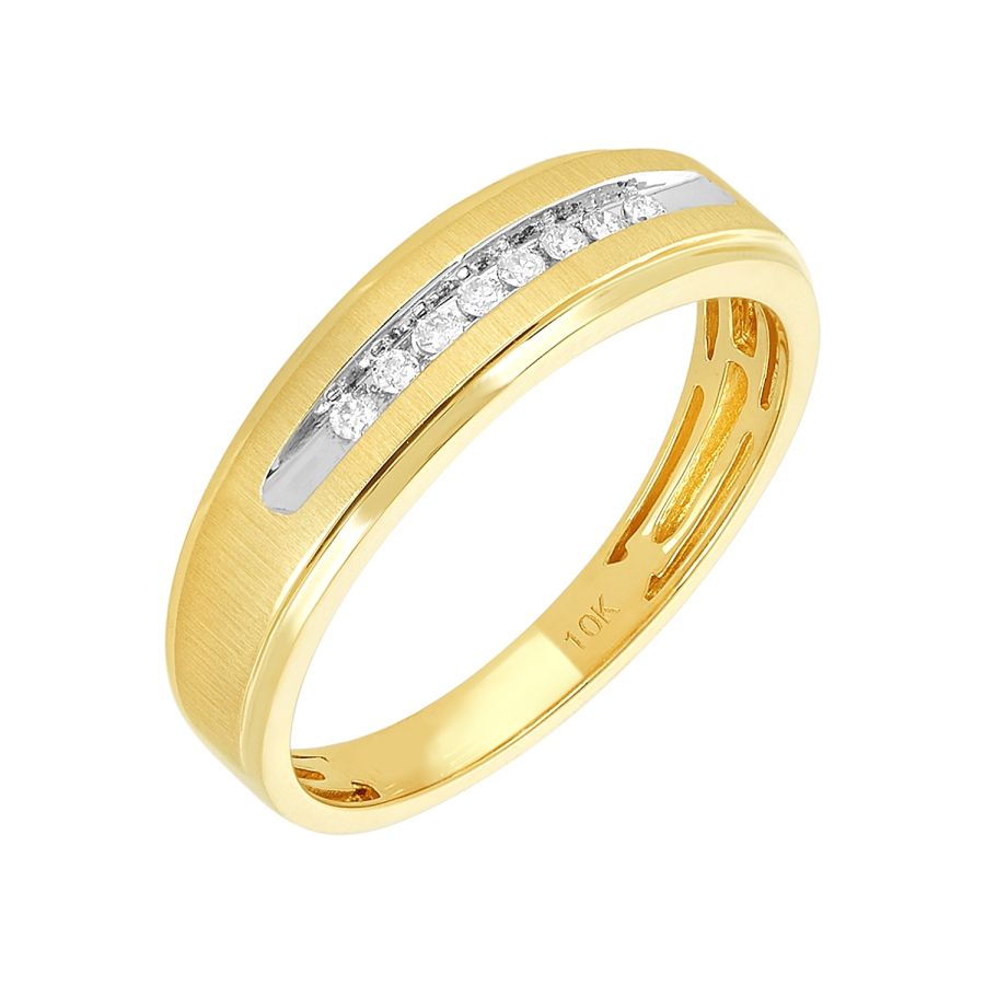 Men's Wedding Band 10K Yellow Gold .10 Ct. T.W