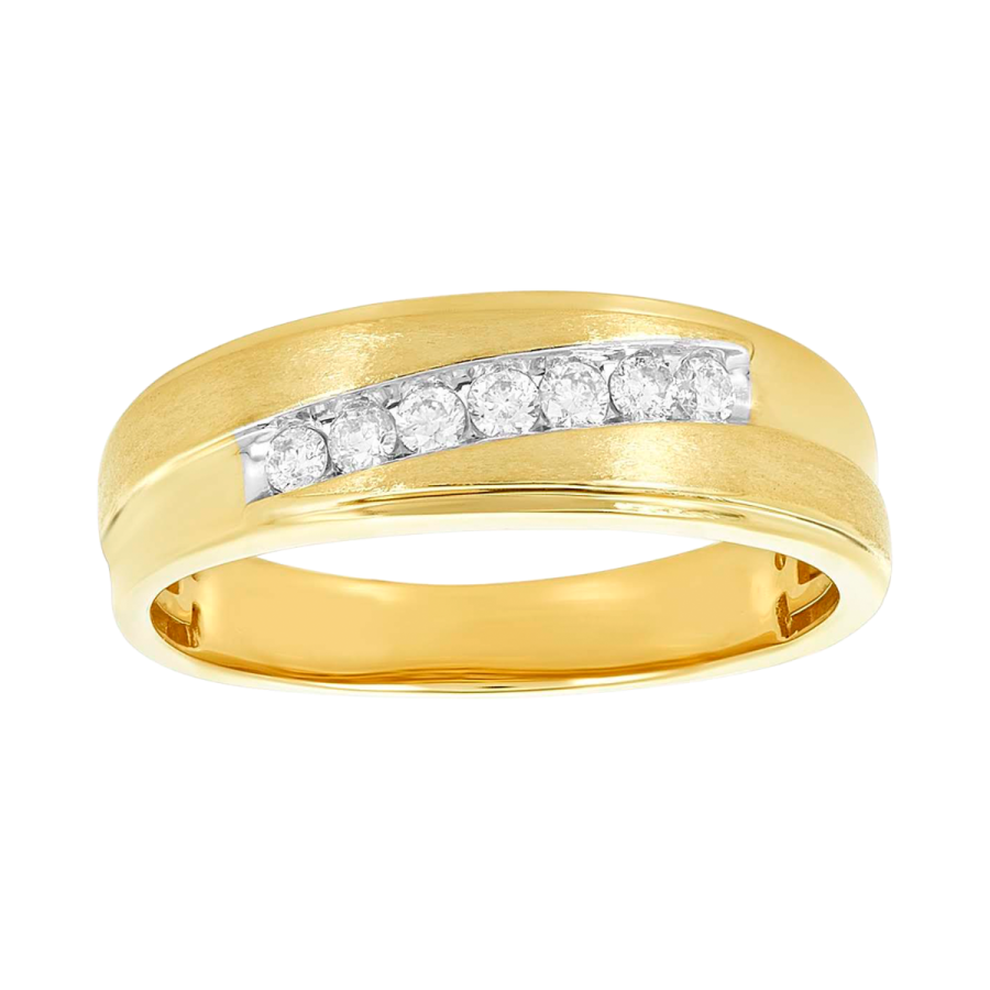 Men's Wedding Ring 14K Yellow Gold Slanted Diamond Channel
