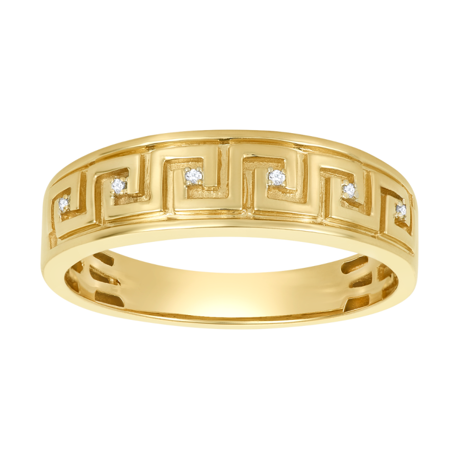 Men's Diamond Band 14K Yellow Gold Greek Key