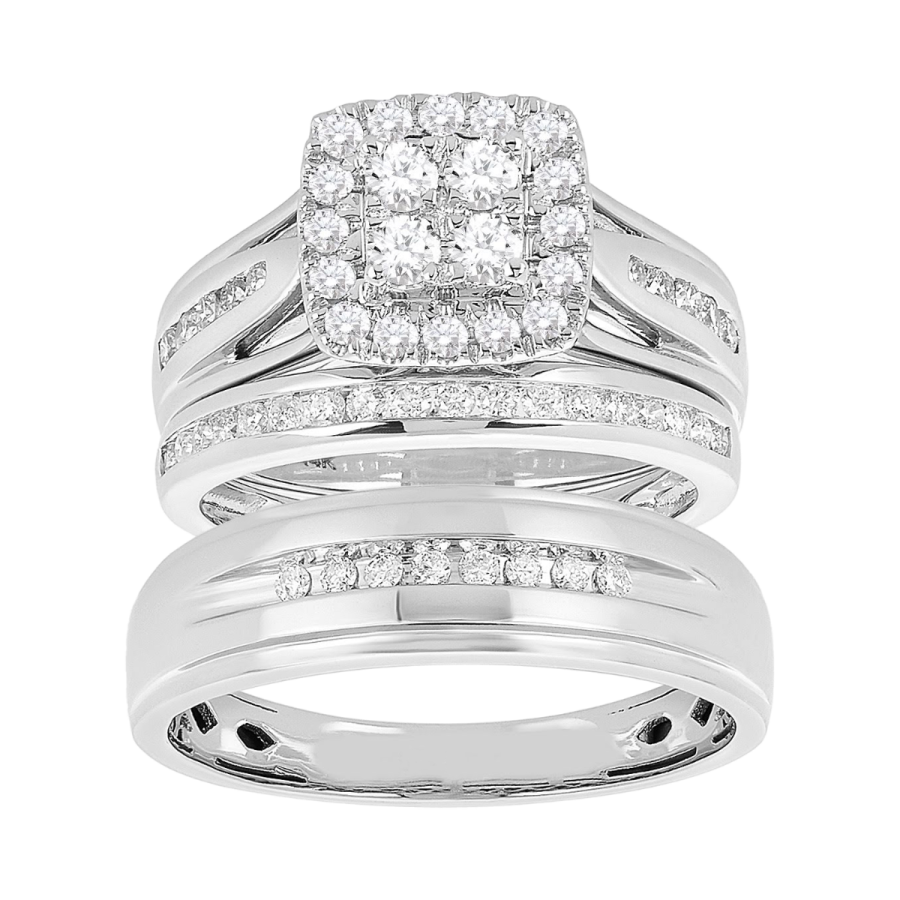 Forever Bride Walmart Diamond Cluster Rings Wedding Trio 14K