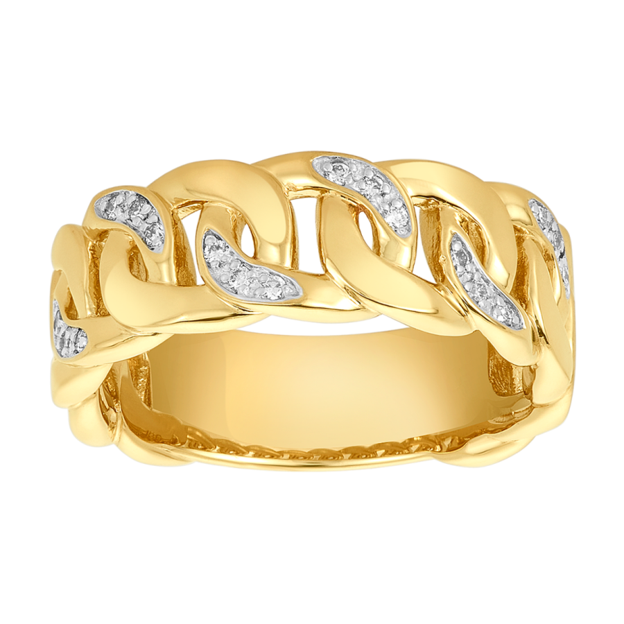 Men's Diamond Band 14K Gold Two Tone Cuban Link