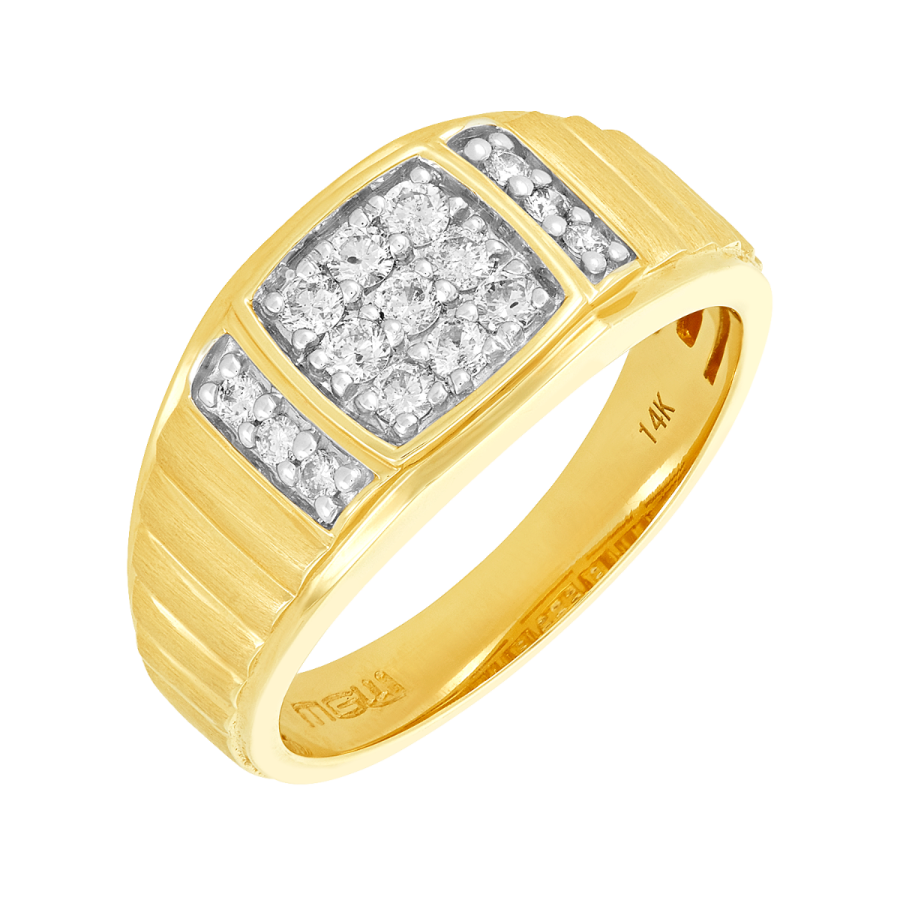 14K Gold Two-Tone 1/2 ct. T.W. Men's Cluster Ring