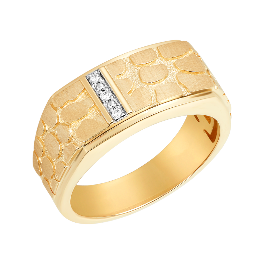 Buy 14K Yellow Gold Nugget Ring with Diamonds Don Roberto Jewelers