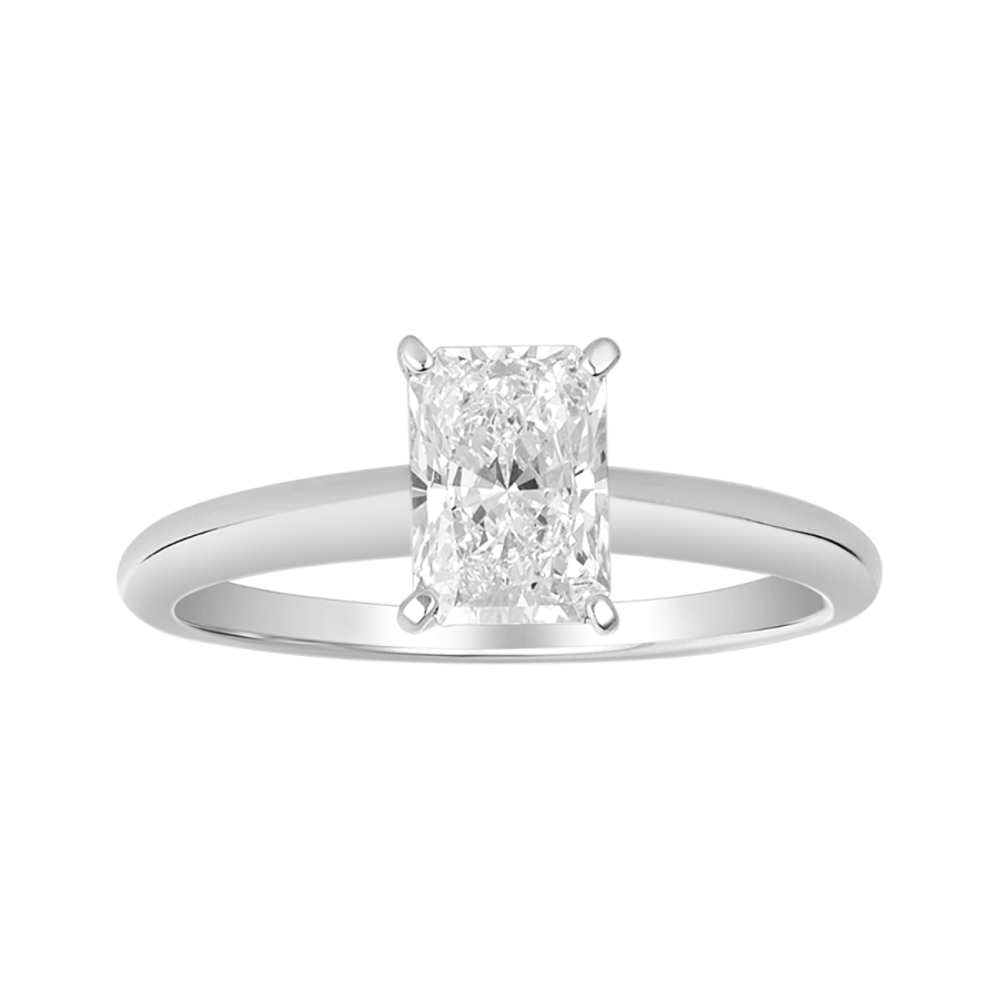 Women's Diamond Solitaire Ring 14K White Gold Radiant Cut Lab Grown