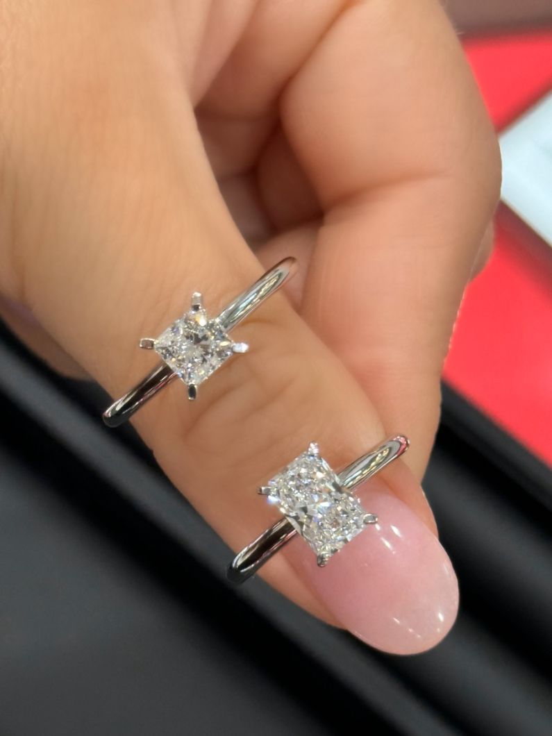 Women's Diamond Solitaire Ring 14K White Gold Radiant Cut Lab Grown