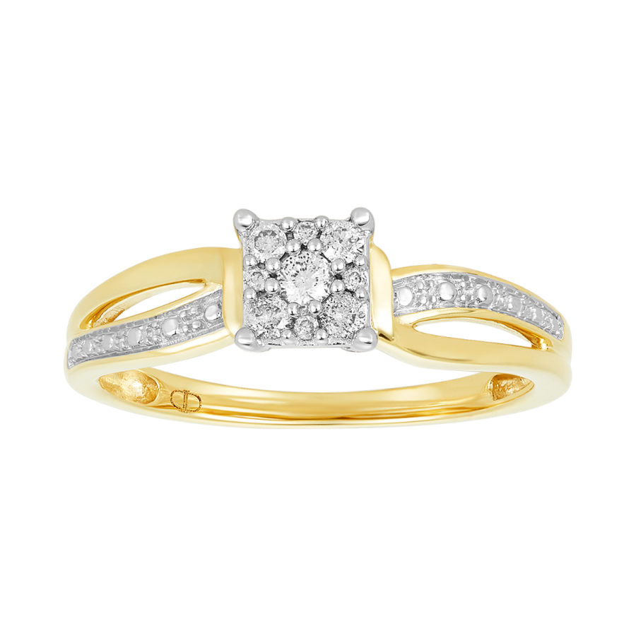 Women's Diamond Promise Ring 10K Yellow Gold Princess Cut Bypass