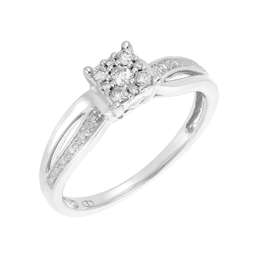 Women's Diamond Promise Ring 10K White Gold Princess Cut Bypass