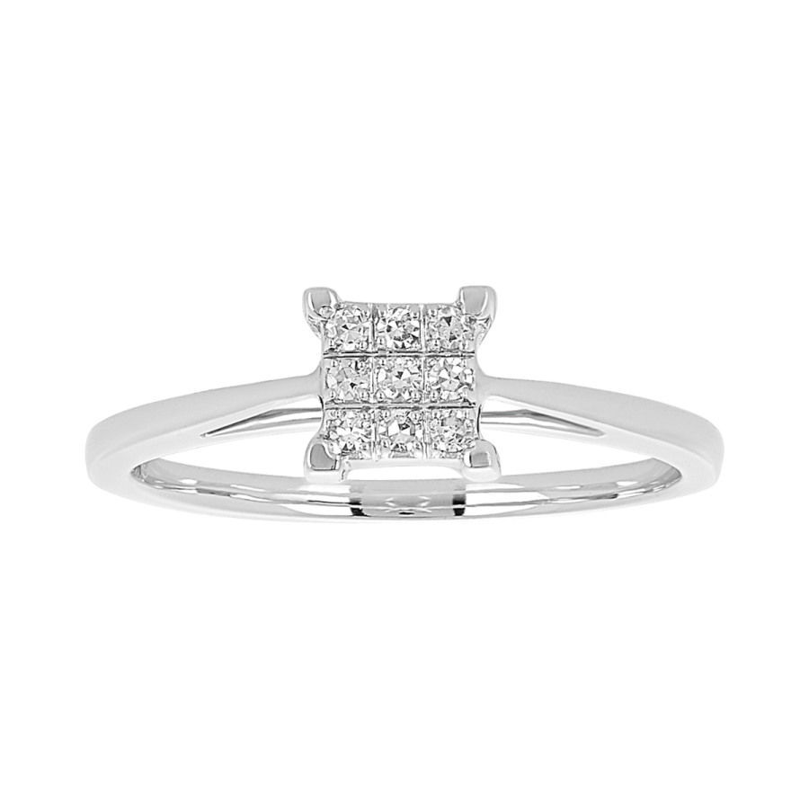 Women's Diamond Promise Ring 10K White Gold Princess Pavé