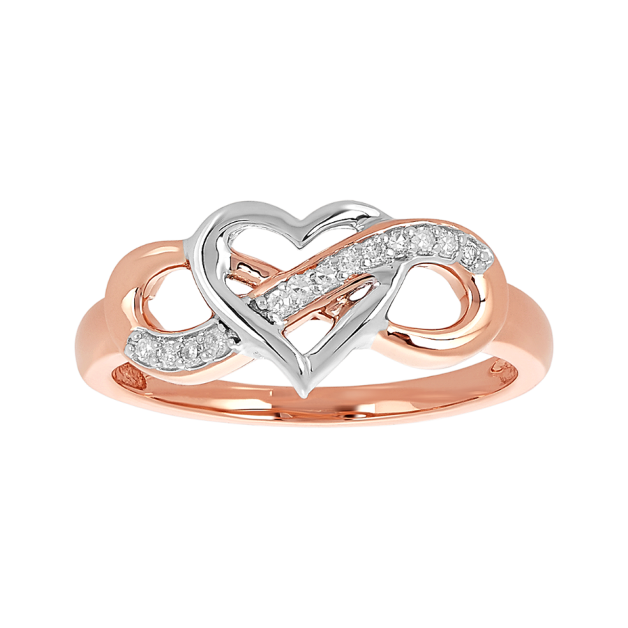 Women's Ring 14K Gold Two-Tone Heart Infinity With Diamond Accent
