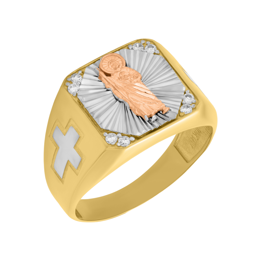 10k Tri Color Gold St Jude Cubic Zirconia Ring | Don Roberto Jewelers