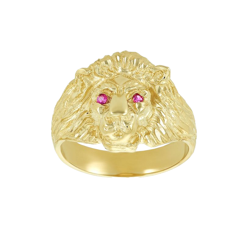 Buy 14K Yellow Gold Men's Lion Ring Don Roberto Jewelers