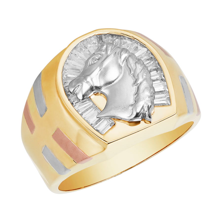 14K Gold Tri Color Horseshoe Ring