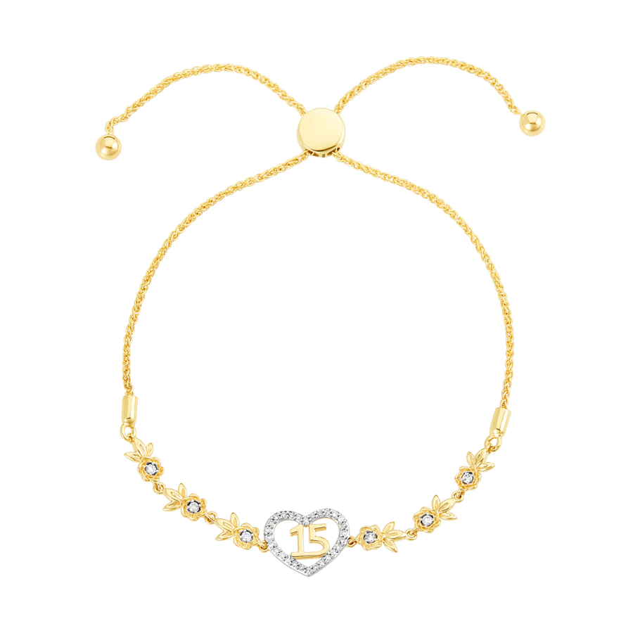 Quinceañera Jewelry 15 gold bracelet