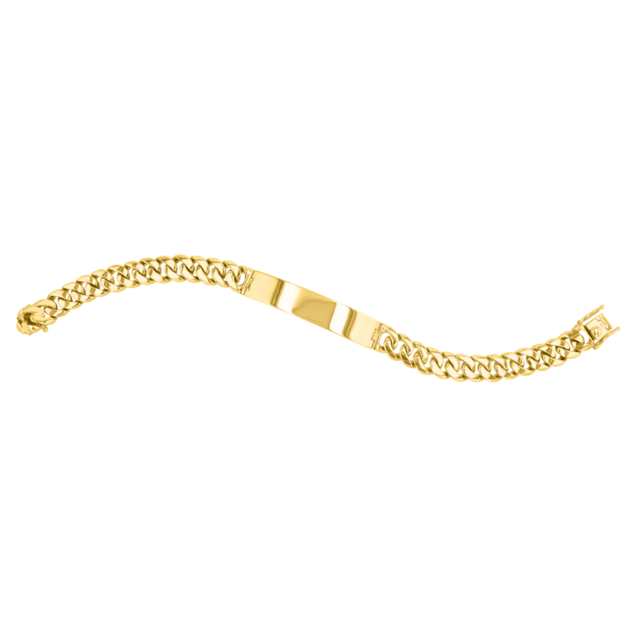 14k Yellow Gold 10mm Cuban Link ID Bracelet with Hidden Clasp