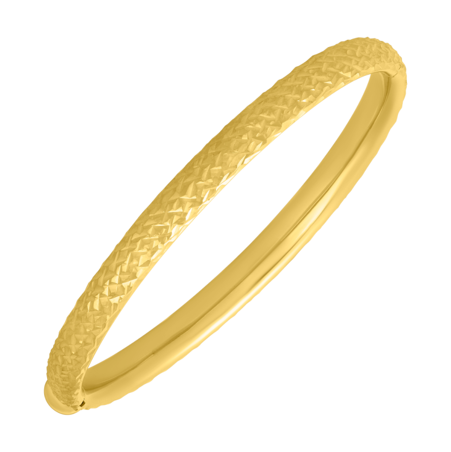 14K Yellow Gold 6mm Fancy Bangle Bracelet
