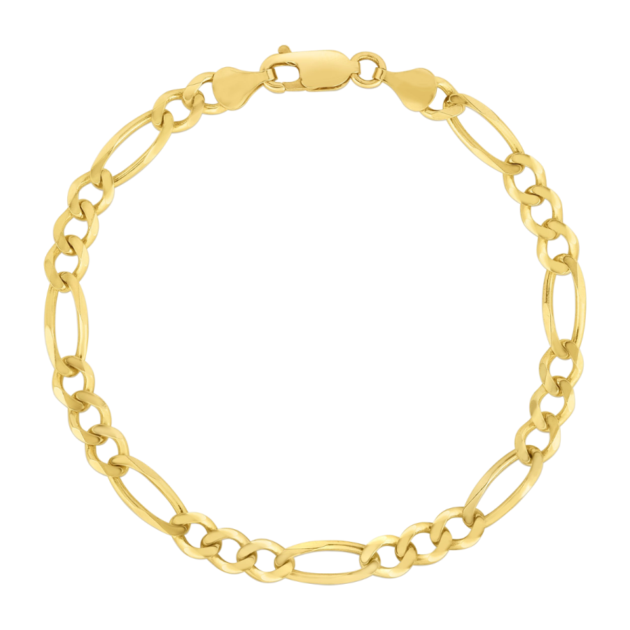 14K Yellow Gold 6mm Figaro Men's Bracelet Don Roberto Jewelers