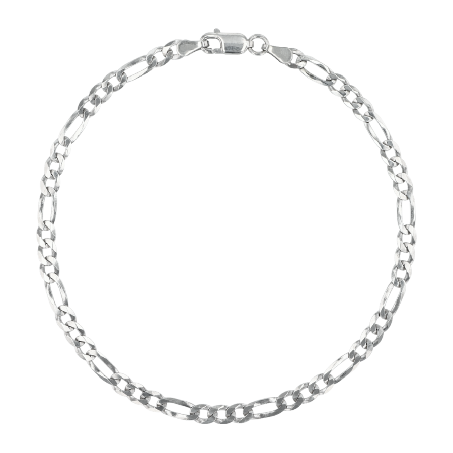Silver 3.8mm Figaro Bracelet