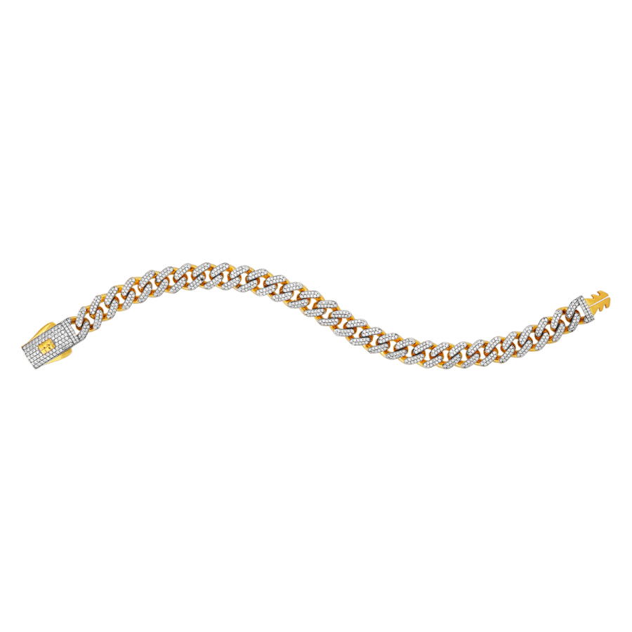 14K Yellow Gold 9.3mm Miami Cuban CZ Hollow Bracelet for Men | Don
