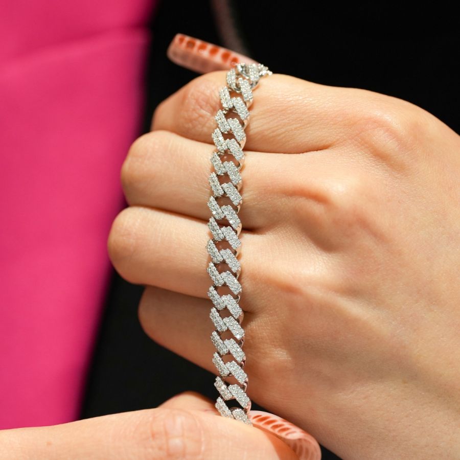 Silver 8mm Cubic Zirconia Curb Bracelet