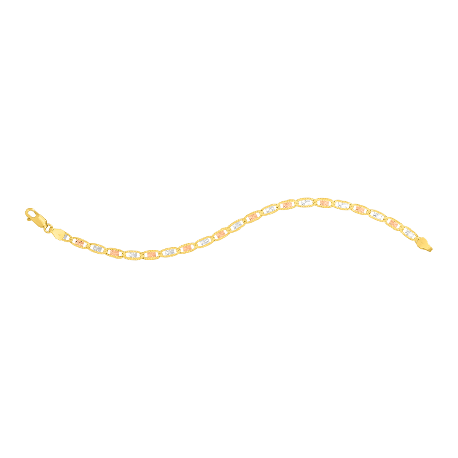 14K Tri Color Gold 4mm Valentino Bracelet