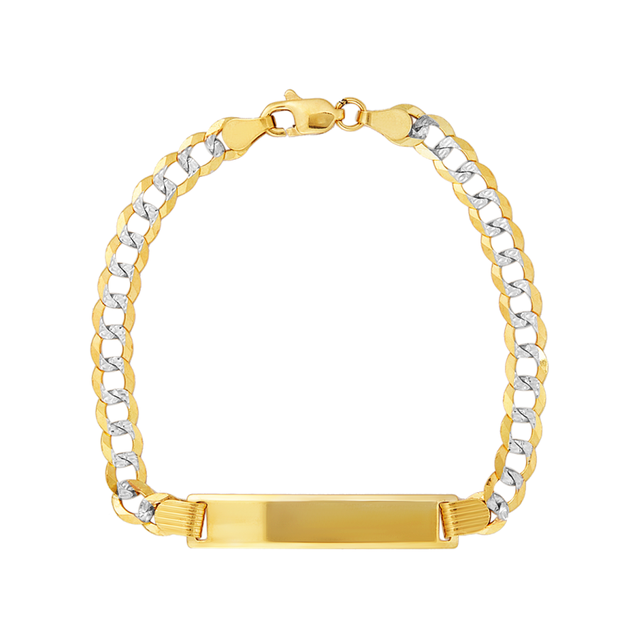14K Yellow Gold Curb Pave Baby ID Bracelet
