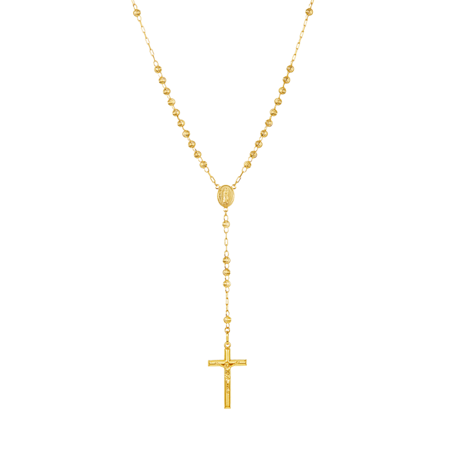 14K Yellow Gold 4mm Moon Cut Rosary | Don Roberto Jewelers