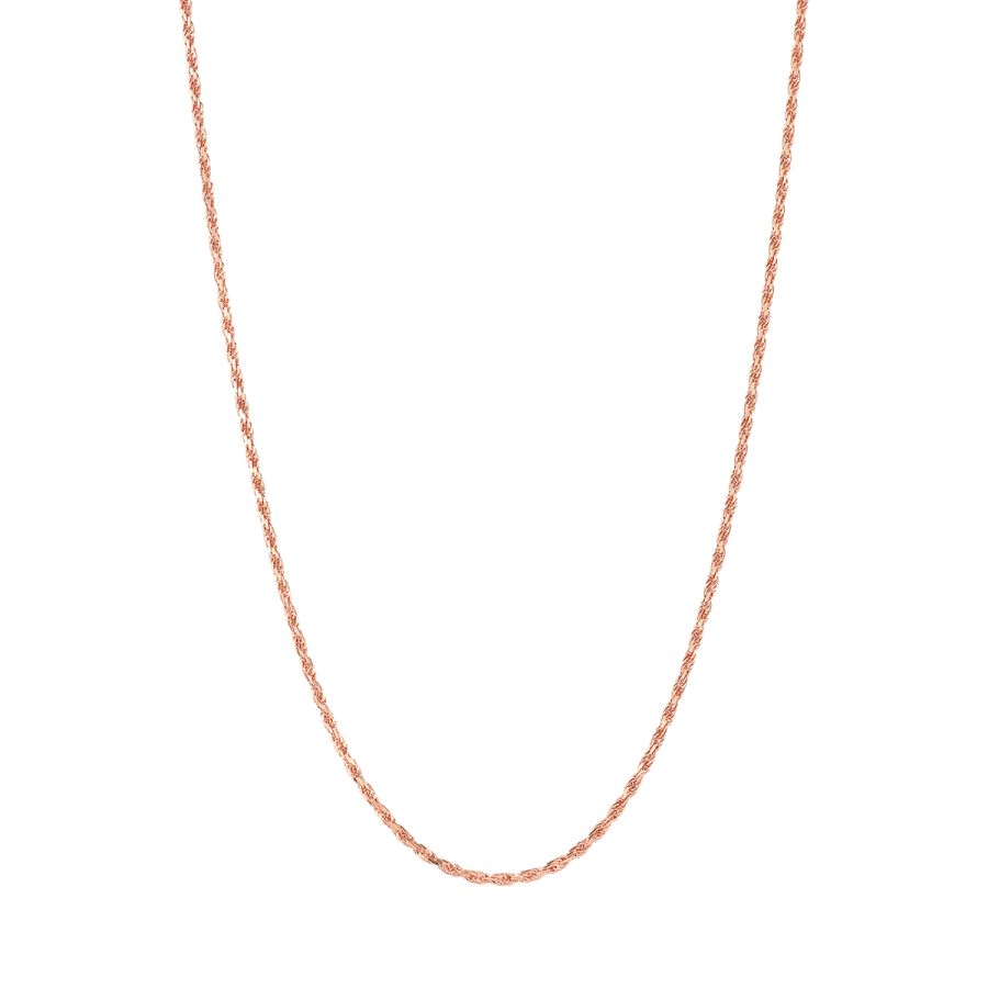 14K Rose Gold 1mm Diamond-Cut Rope Chain