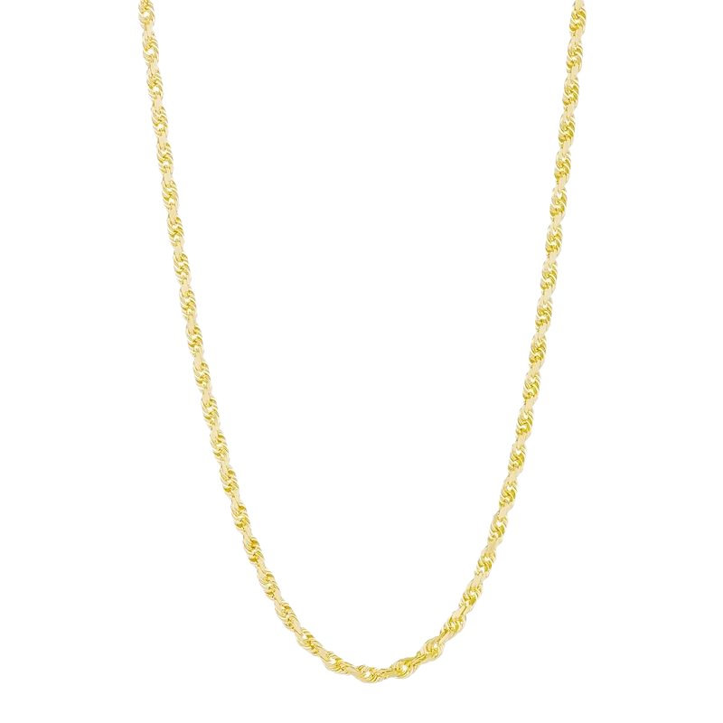 14k Yellow Gold and Diamond-Cut Sagrado Corazon Circle Pendant 14k Gold 2.5mm Diamond Cut Rope Chain \u2013 Wachler Diamonds