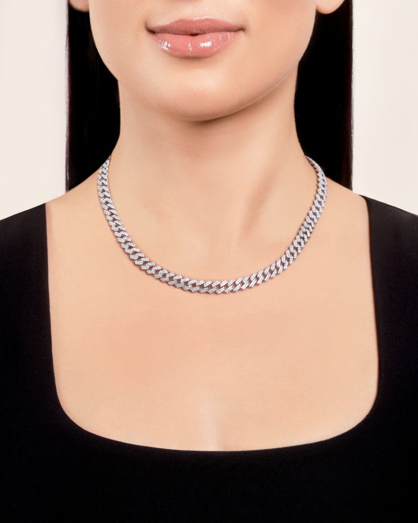 Buy Silver 8mm Cubic Zirconia Curb 18