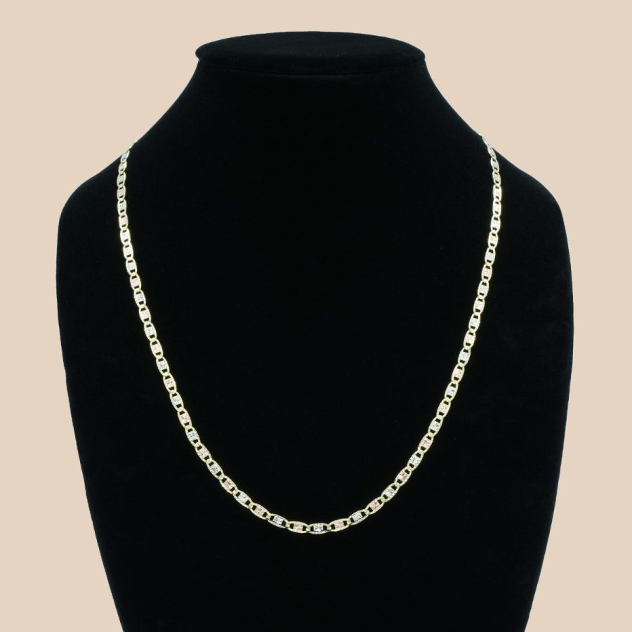 Buy 14K Tri-Color 4mm Valentino Link Chain | Don Roberto Jewelers