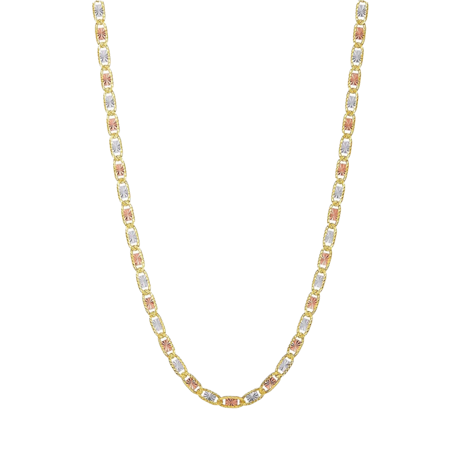 14K Gold Tri Color 5mm 24-Inch Valentino Chain 14K Gold Tri Color 5mm 24-Inch Valentino Chain