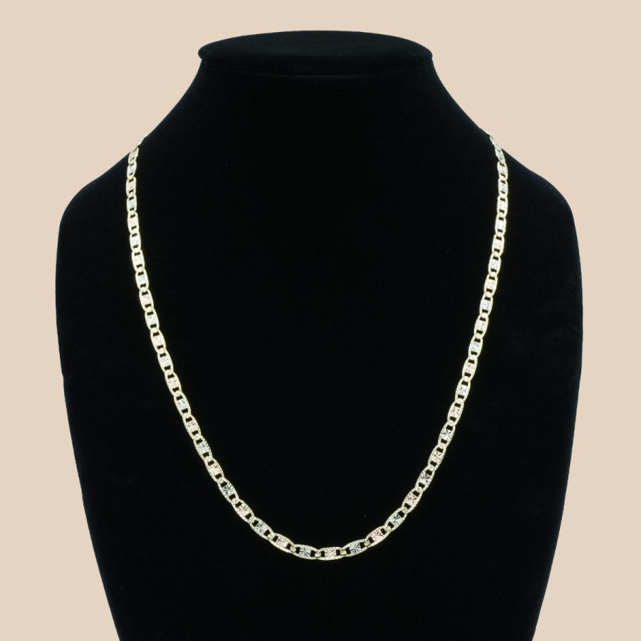 14K Gold Tri Color 5mm 24-Inch Valentino Chain