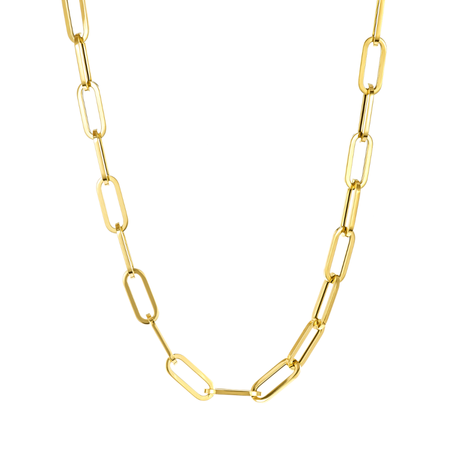14K Yellow Gold 9mm Paperclip Hollow Link Chain