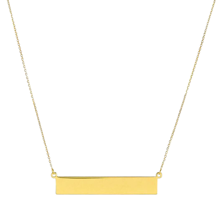 14k gold engravable bar necklace