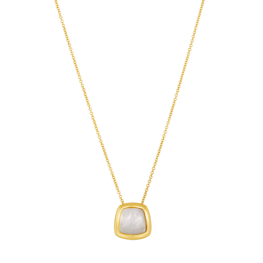 ネックレス・ペンダント [LUVRE] Oak Bold Necklace (14K gold plate, 3 COLOR) 14K Yellow Gold Bezel Opal Necklace